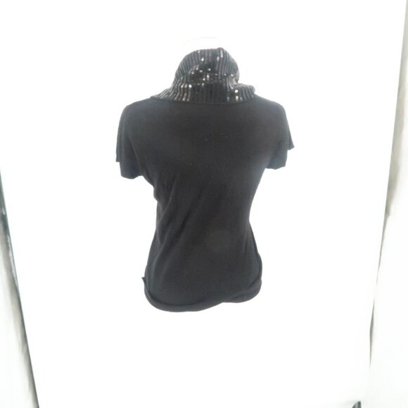 Michael Kors Black Short Sleeve Sweater w Sequin Cowl Neck Size Medium - Picture 9 of 10
